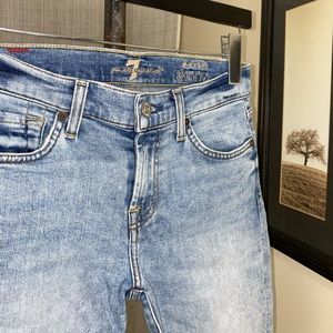 7 FOR ALL MANKIND ANKLE SKINNY sz 25 raw hem